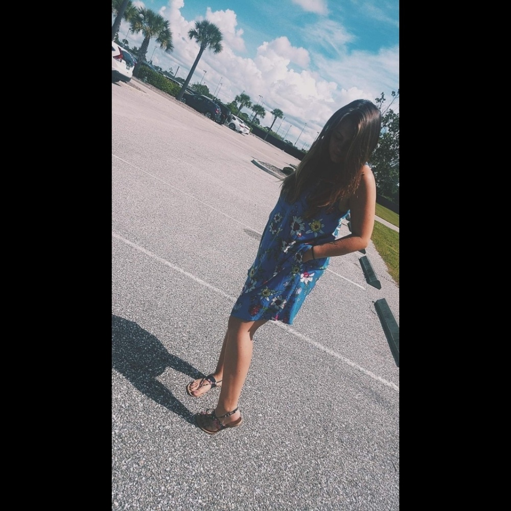 Blue floral skater dress